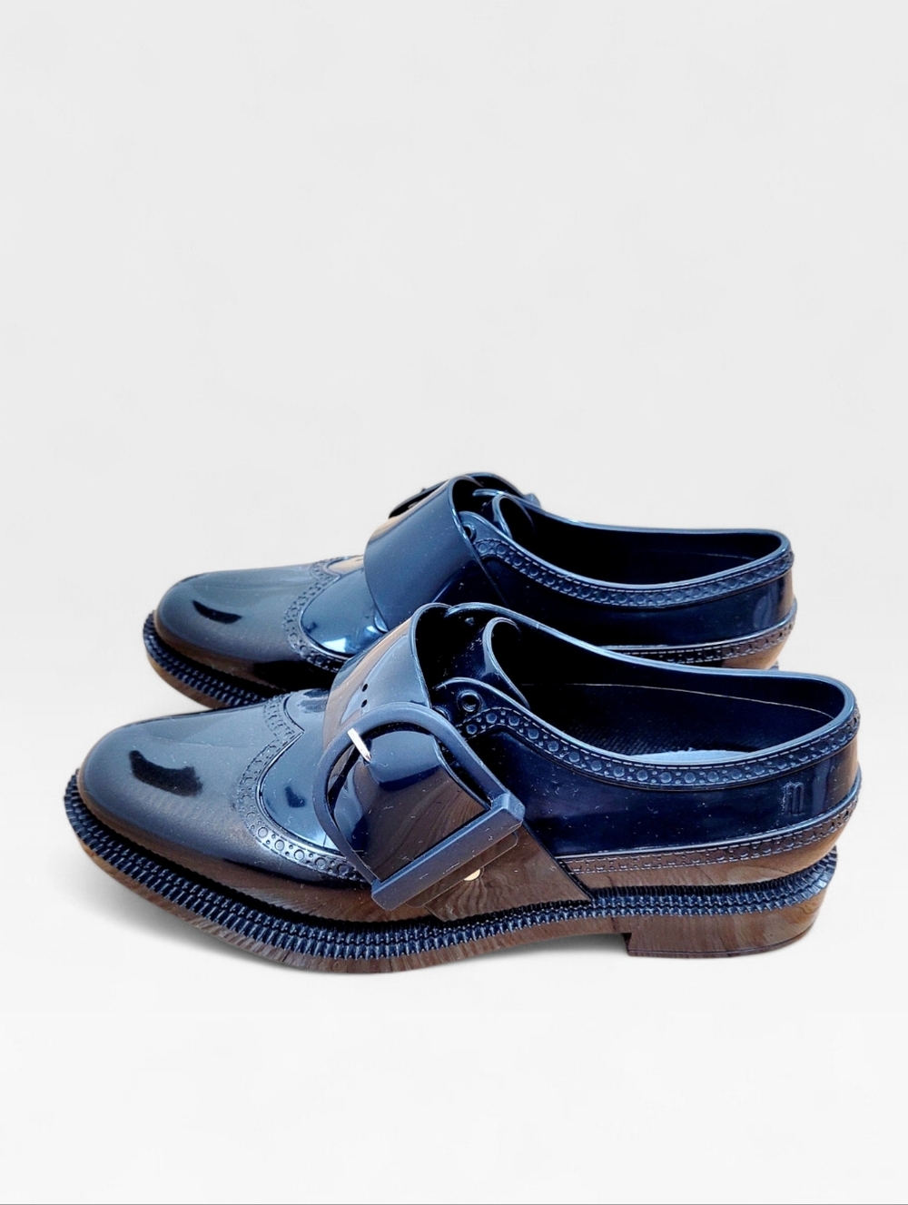 MELISSA Dama Classic Jelly Brogues Loafers Shoes 8 Black Bronze Made In Brazil - Picture 6 of 15
